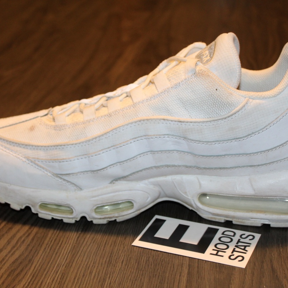 Nike Air Max 95 Triple White Mens Size 13 Sneakers - Picture 7 of 11